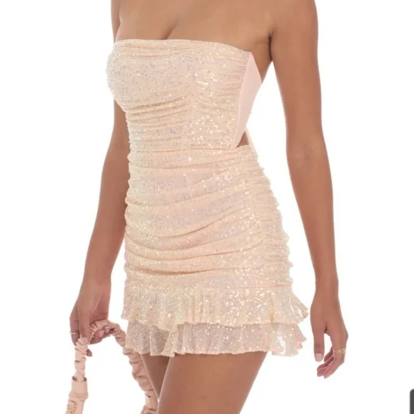 Lucy In The Sky Sequin Ruched Bodycon Dress - Picture 3 of 12